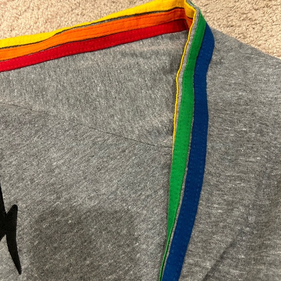 Aviator Nation Heather Grey Rainbow 5 Stripe Cropped Crewneck - Picture 4 of 7